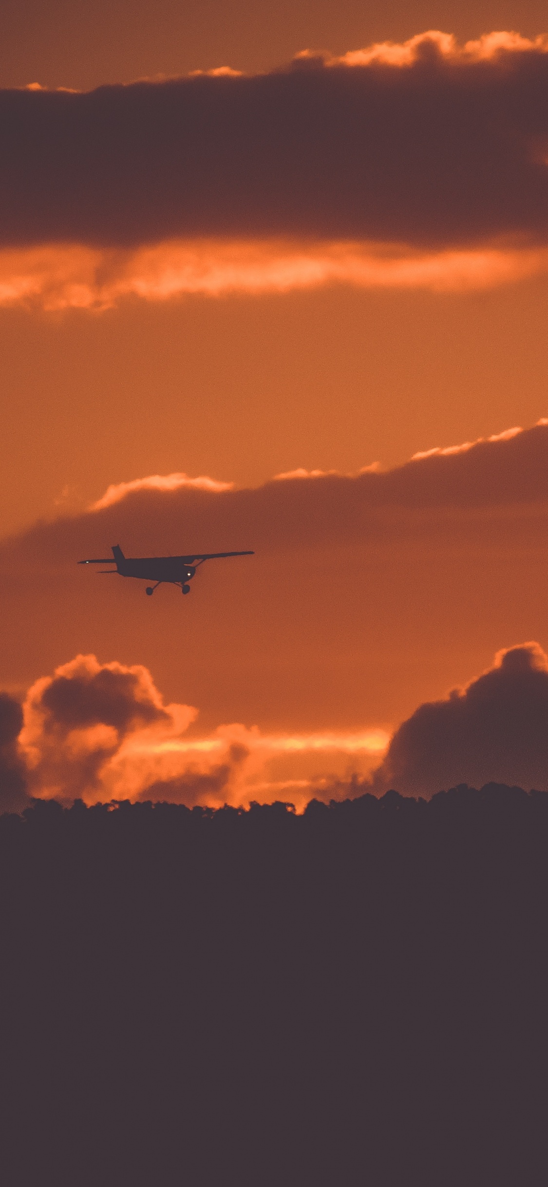 Airplane, Flight, Afterglow, Cloud, Sunset. Wallpaper in 1125x2436 Resolution