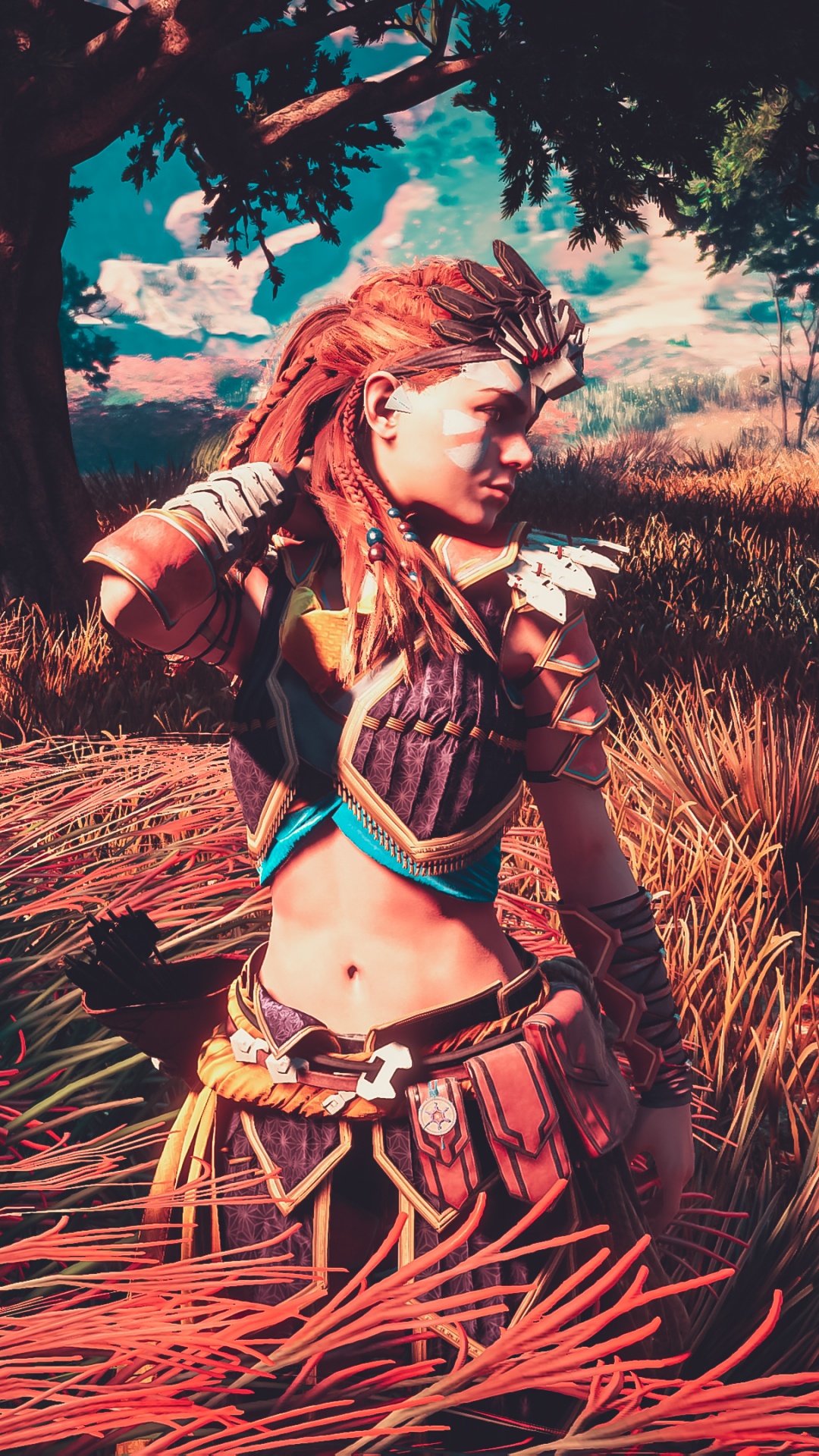 Aloy, Horizonte Cero Amanecer, Belleza, el Pelo Rojo, el Pelo Largo. Wallpaper in 1080x1920 Resolution