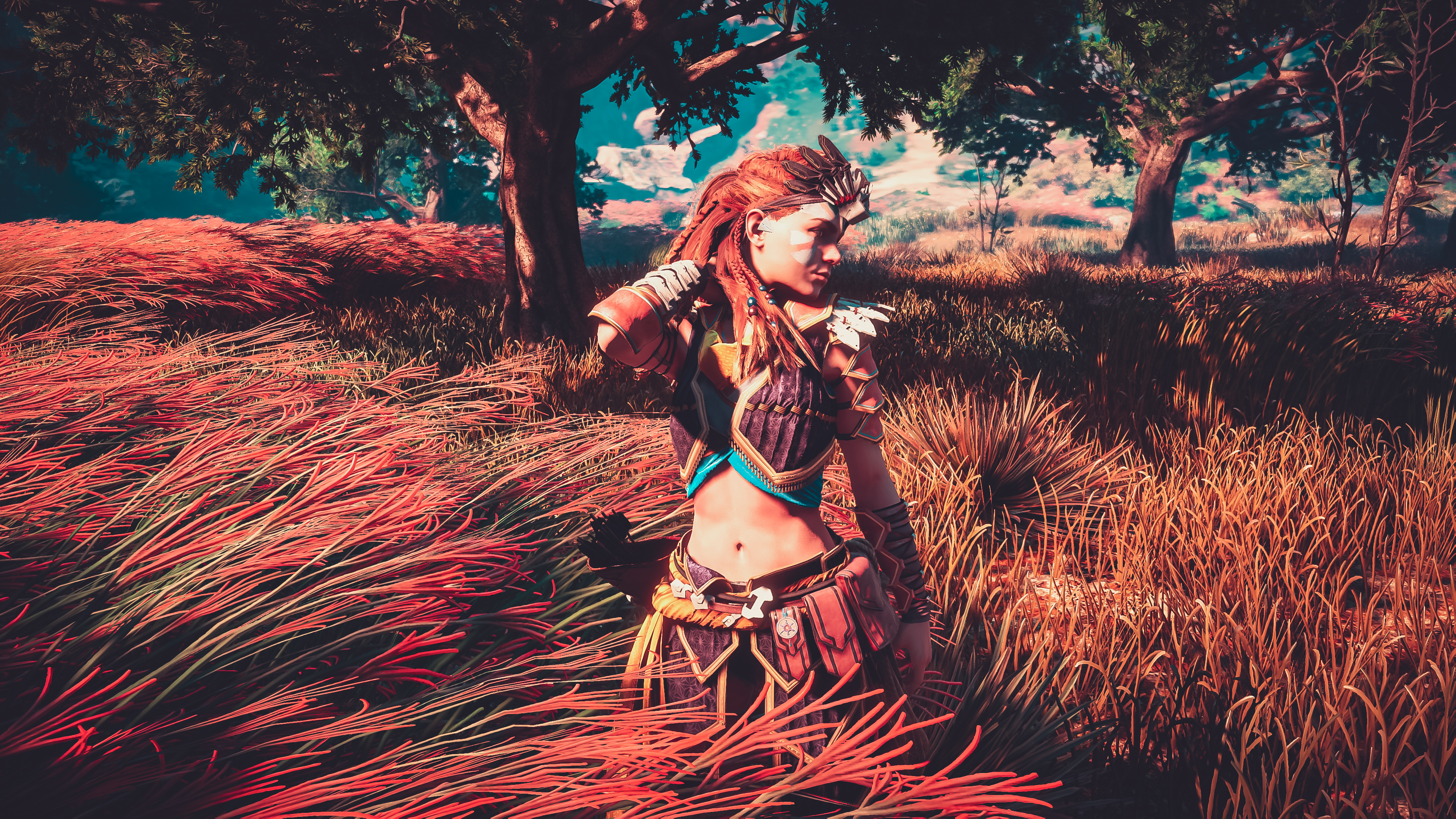 Aloy, Horizonte Cero Amanecer, Belleza, el Pelo Rojo, el Pelo Largo. Wallpaper in 3840x2160 Resolution