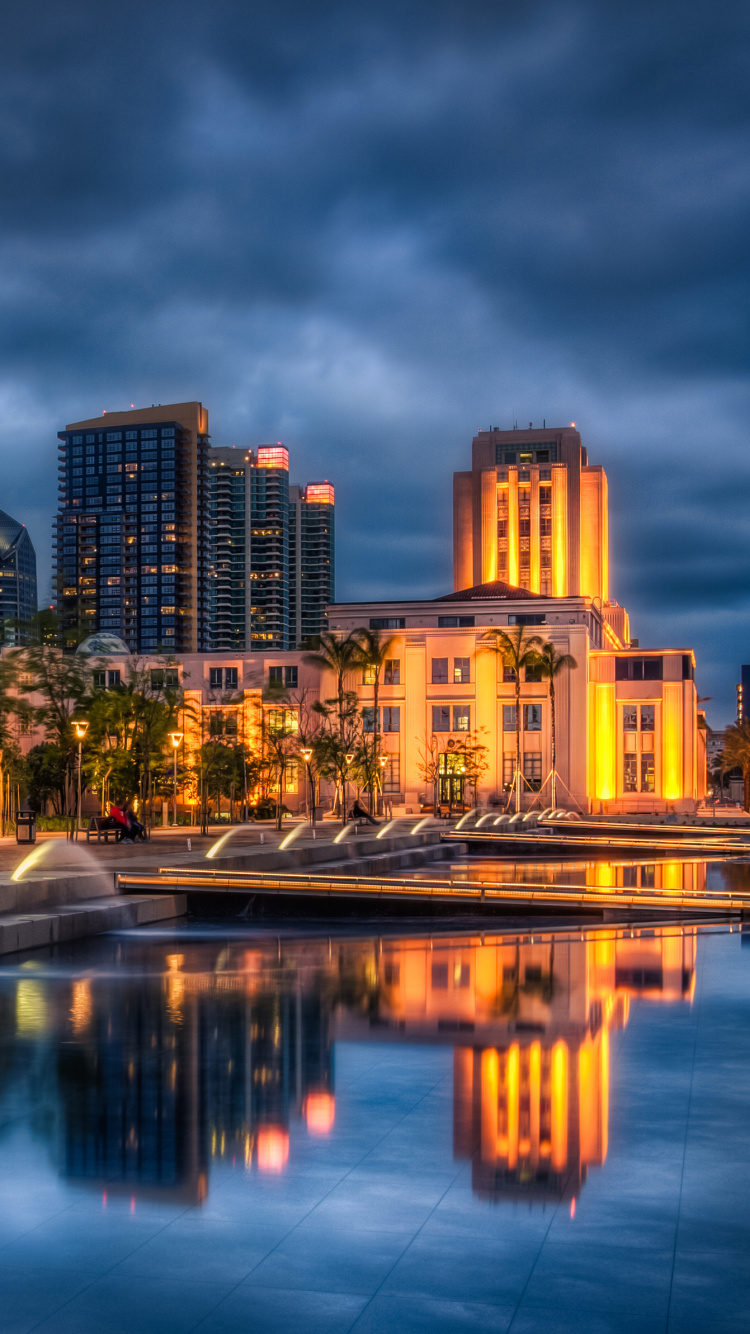 City Skyline During Night Time. Wallpaper in 750x1334 Resolution