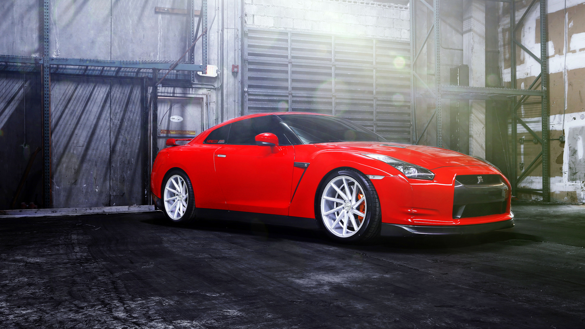 Red Ferrari 458 Italia Parked in Front of Building. Wallpaper in 1920x1080 Resolution