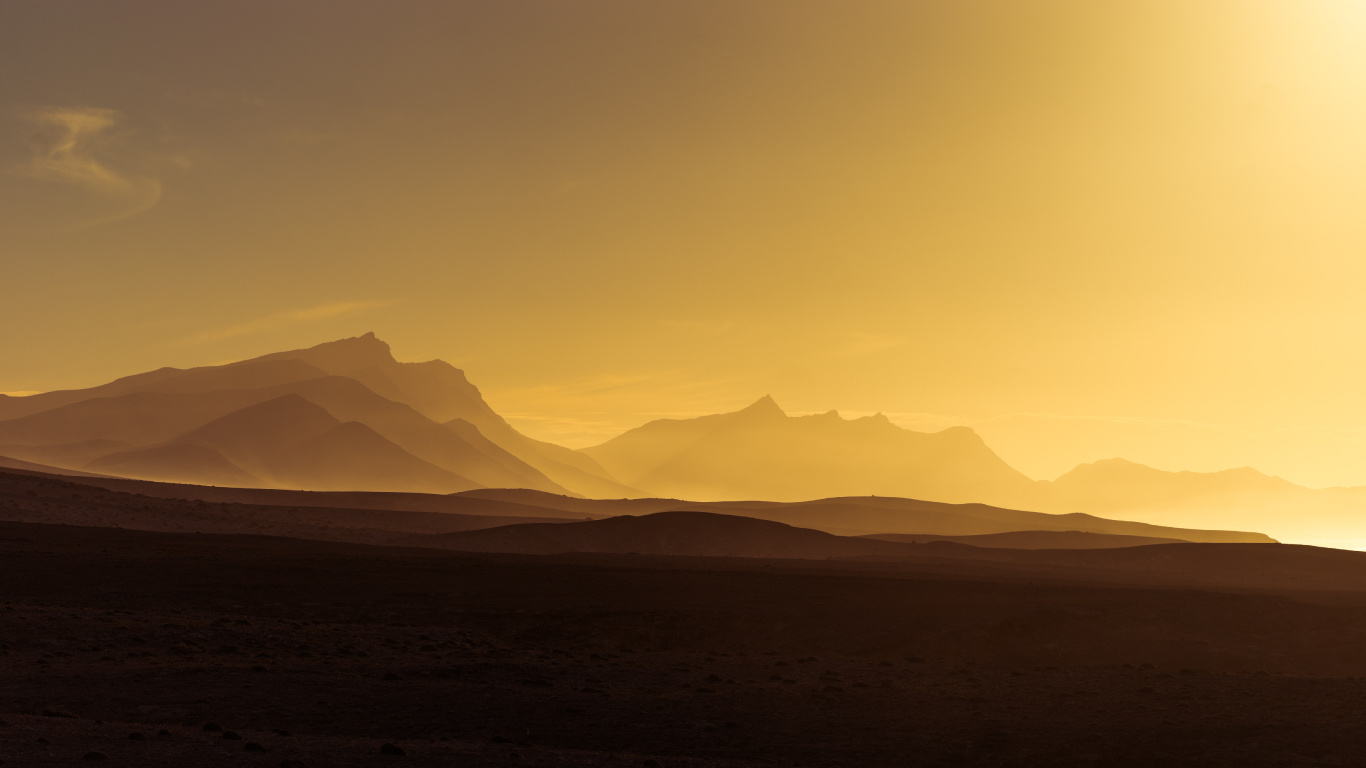 Montagnes D'or, Fuerteventura, Afterglow, Lever, Paysage Naturel. Wallpaper in 1366x768 Resolution
