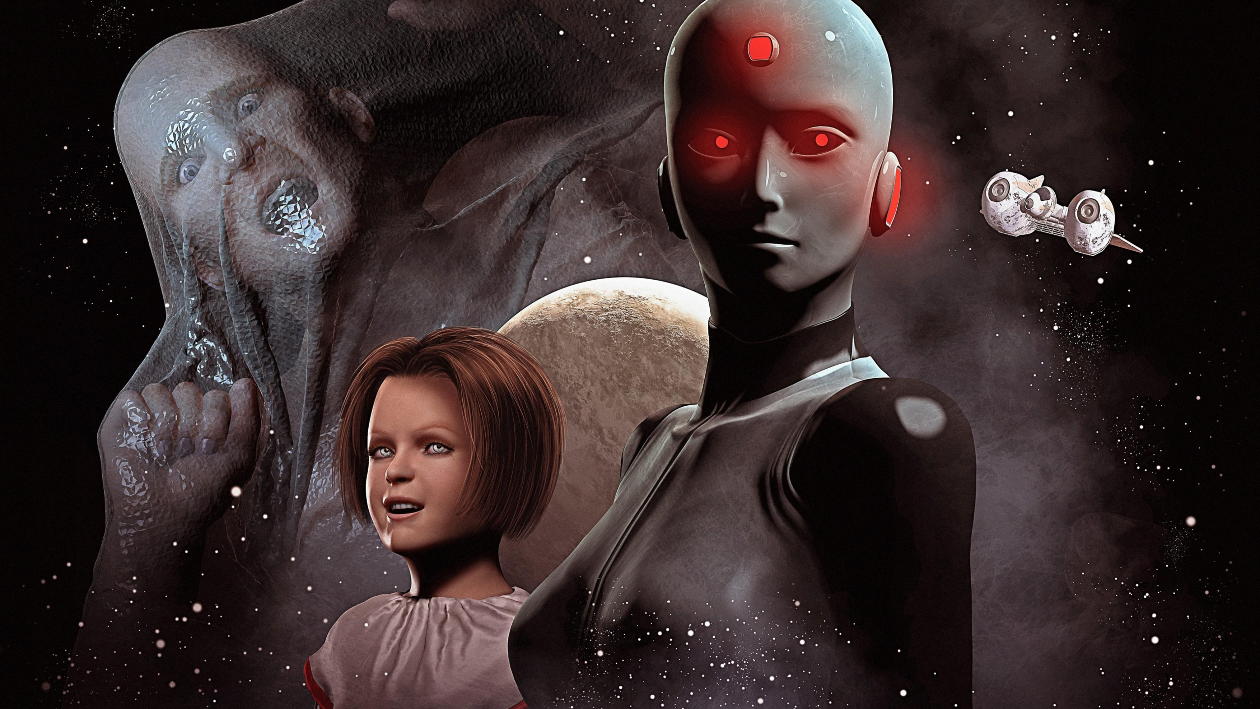 Woman in Black Shirt With Red Face Paint. Wallpaper in 2560x1440 Resolution