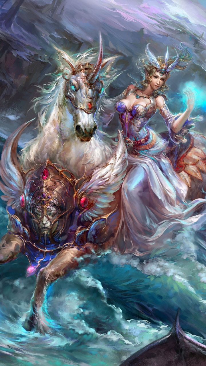 Homme en Veste Marron Équitation Cheval Blanc Peinture. Wallpaper in 720x1280 Resolution