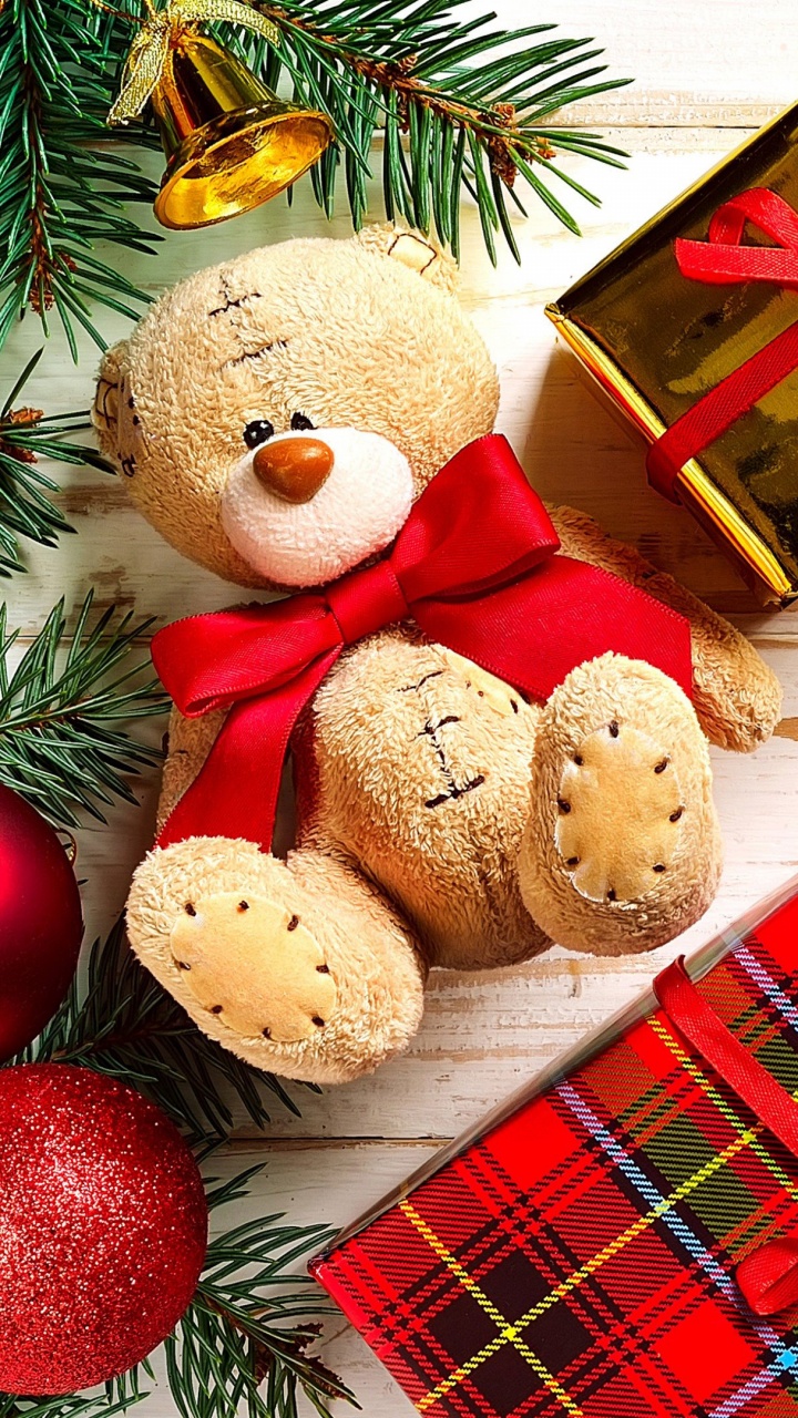 El Día De Navidad, Regalo, Osito, Decoración de la Navidad, Adorno de Navidad. Wallpaper in 720x1280 Resolution