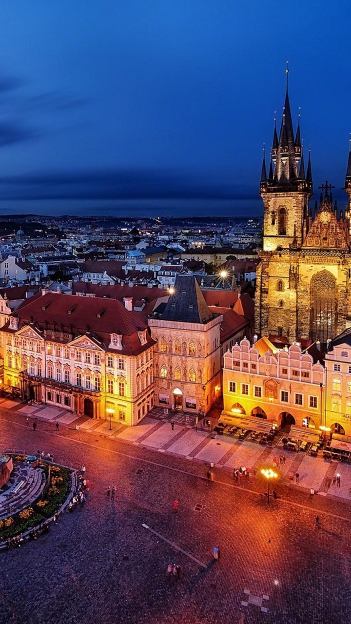 Luftaufnahme Der Stadt Bei Nacht Night. Wallpaper in 720x1280 Resolution