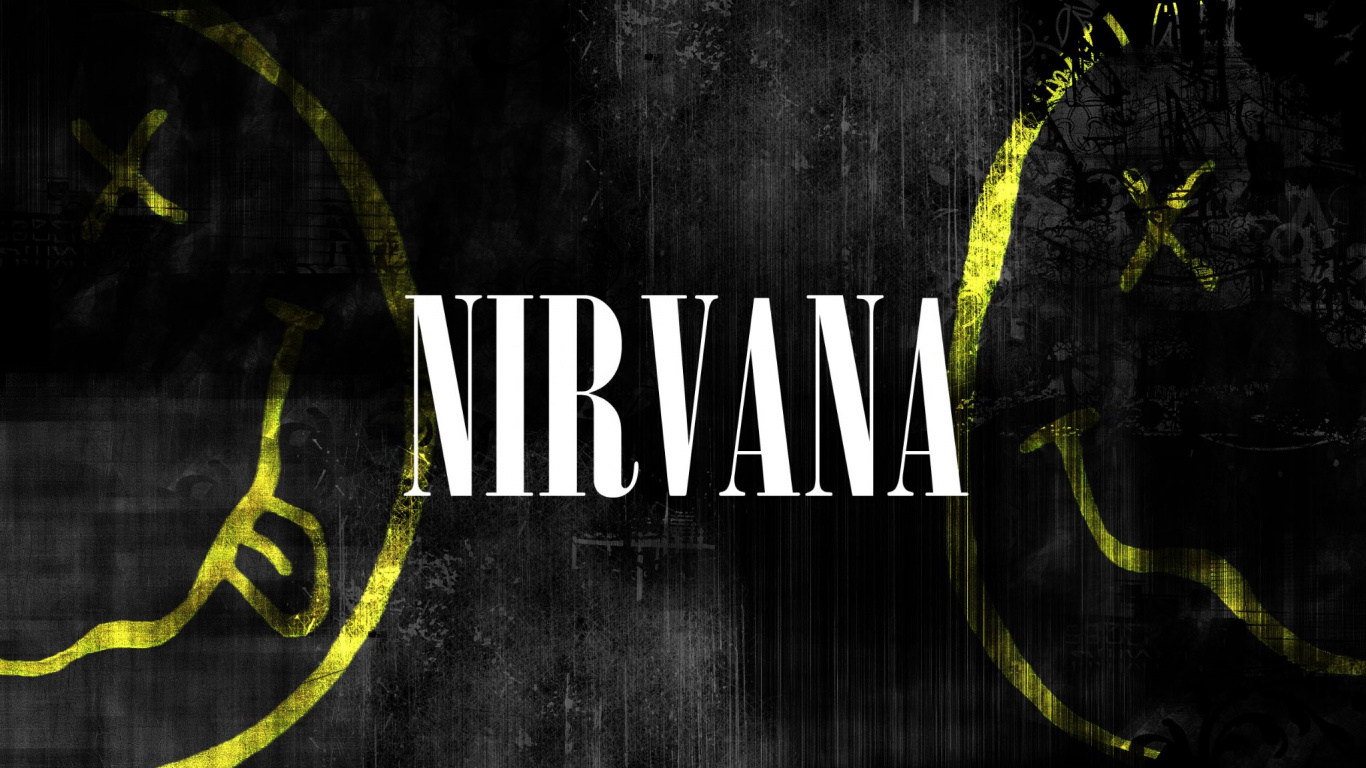 Nirvana, Texto, Logotipo, Diseño Gráfico, Gráficos. Wallpaper in 1366x768 Resolution