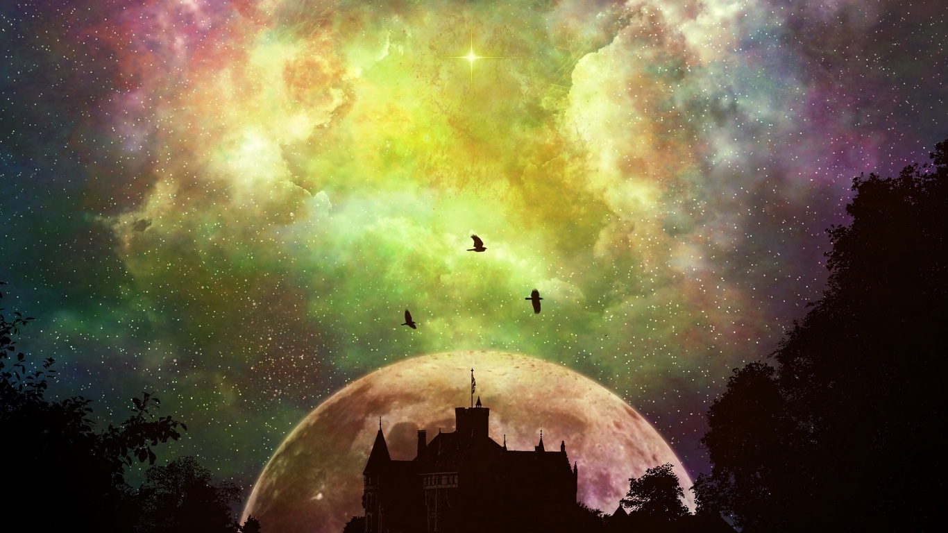 Illustration de la Galaxie Verte et Noire. Wallpaper in 1366x768 Resolution