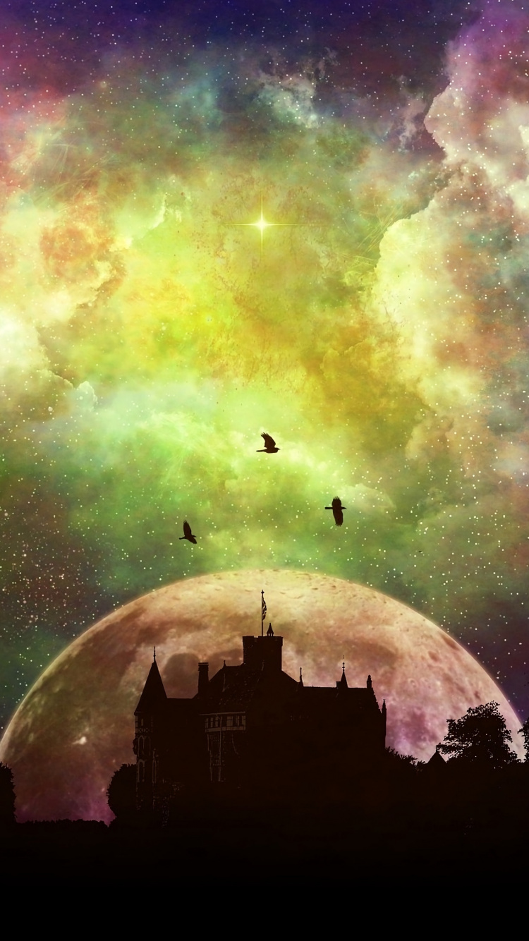 Illustration de la Galaxie Verte et Noire. Wallpaper in 750x1334 Resolution