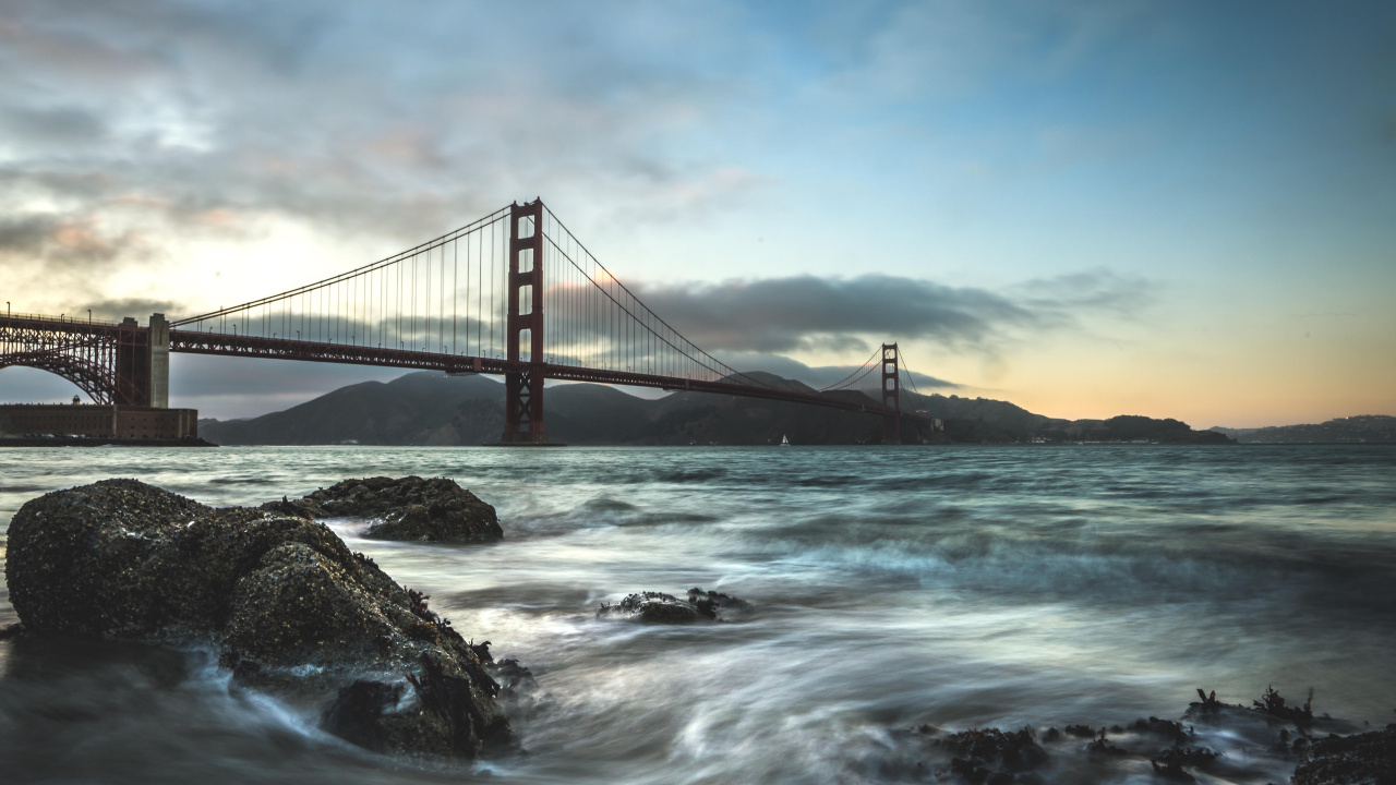 Mar, Puente Golden Gate, Agua, Naturaleza, Puente. Wallpaper in 1280x720 Resolution