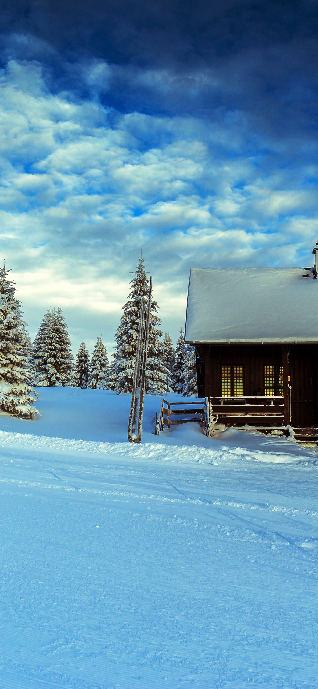 Brown Wooden House on Snow Covered Ground During Daytime. Wallpaper in 1242x2688 Resolution