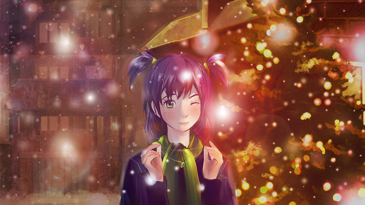 Lila Behaartes Mädchen Anime Charakter Hair. Wallpaper in 1280x720 Resolution