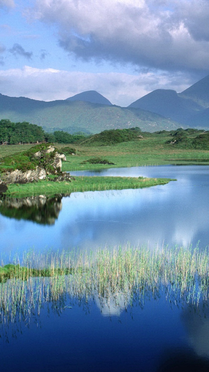 Green Trees Near Lake and Mountains During Daytime. Wallpaper in 720x1280 Resolution
