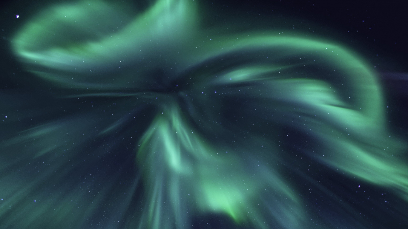 Aurora, Green, Water, Space, Astronomical Object. Wallpaper in 1366x768 Resolution