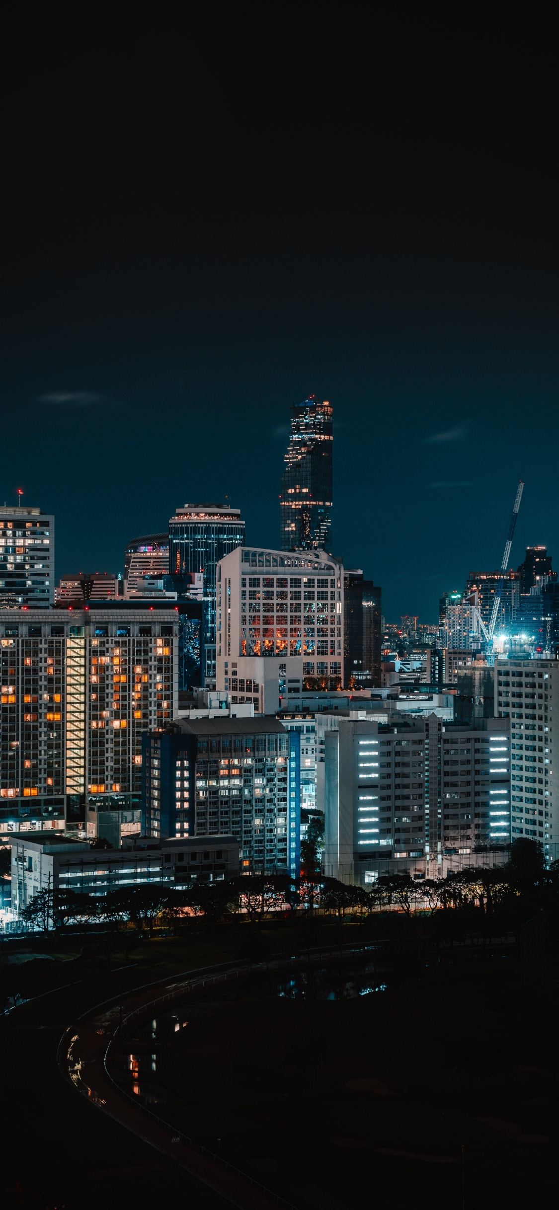 Horizonte de la Ciudad Durante la Noche. Wallpaper in 1125x2436 Resolution