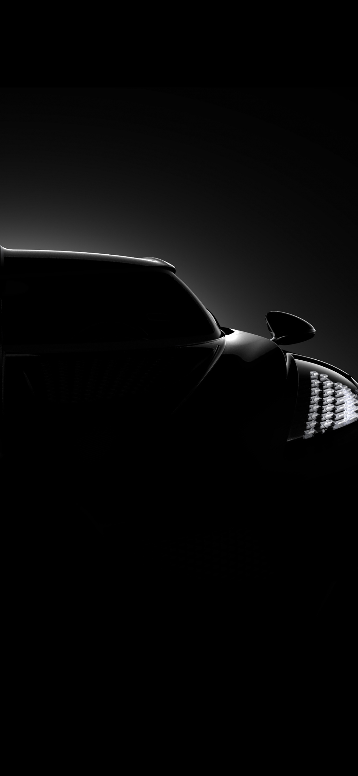 Schwarzes Auto in Graustufenfotografie. Wallpaper in 1242x2688 Resolution