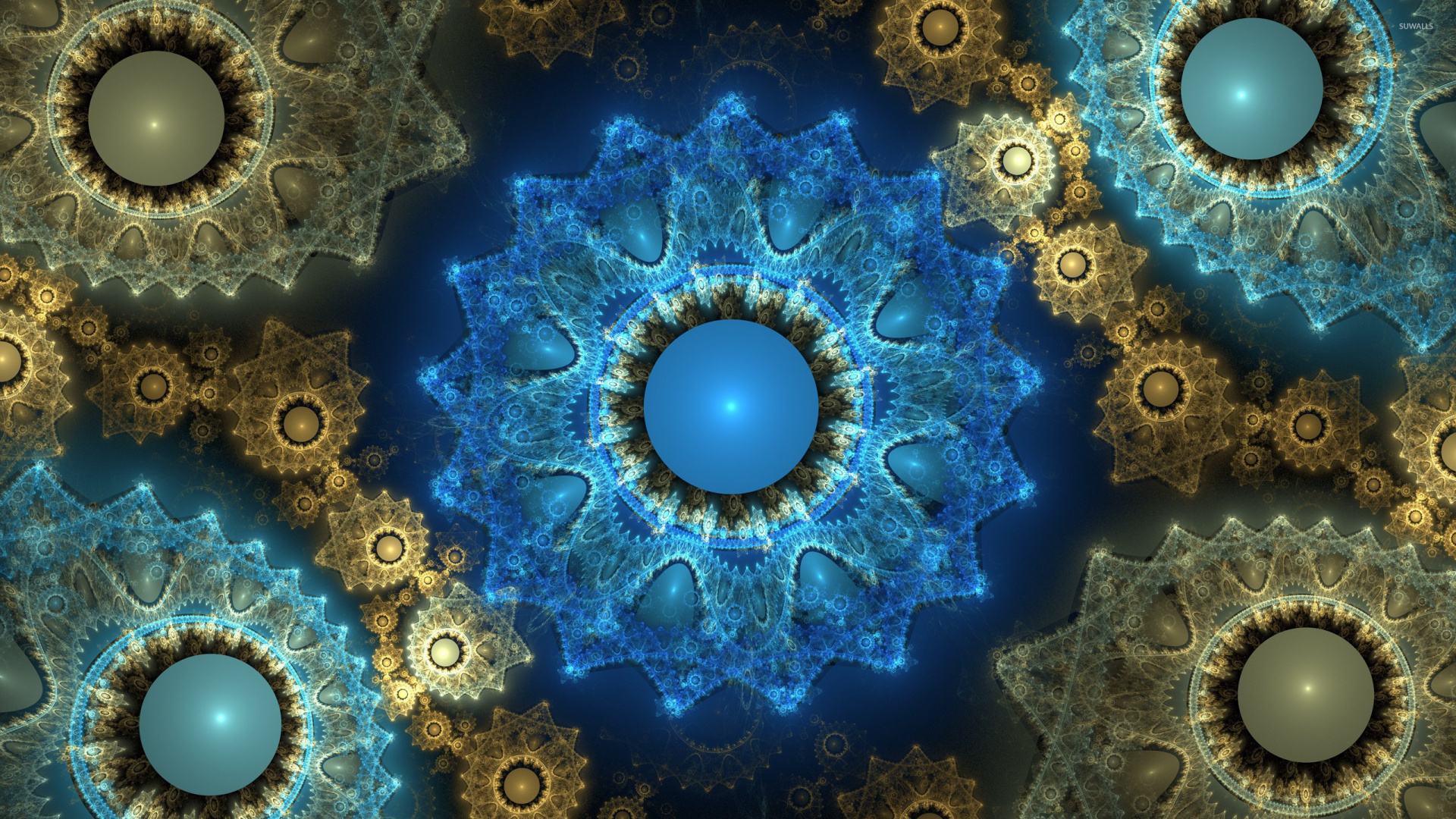 Blue and White Round Decor. Wallpaper in 1920x1080 Resolution