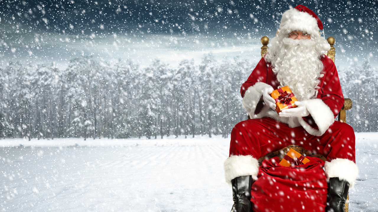 Santa Claus, Le Jour De Noël, Neige, Hiver, Congélation. Wallpaper in 1280x720 Resolution