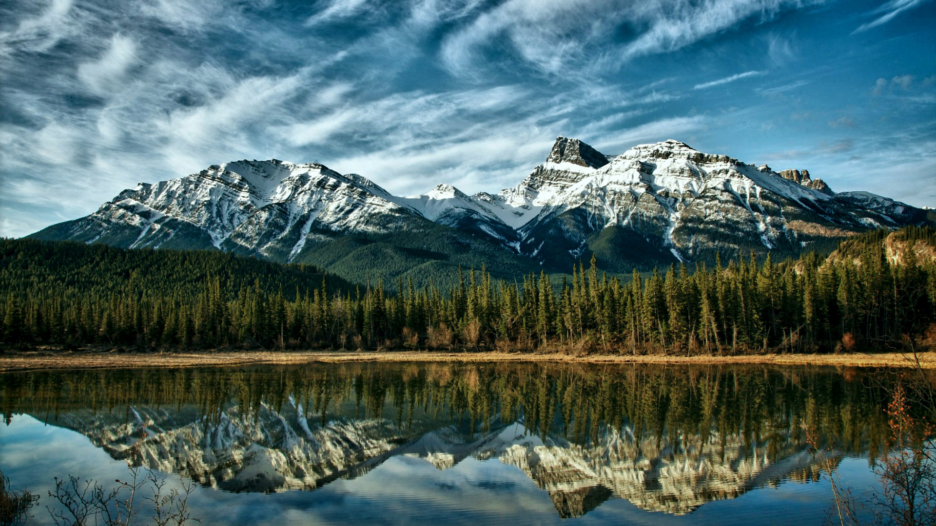 Mountain Range, Mountain, Natural Landscape, Reflection, Nature. Wallpaper in 1920x1080 Resolution