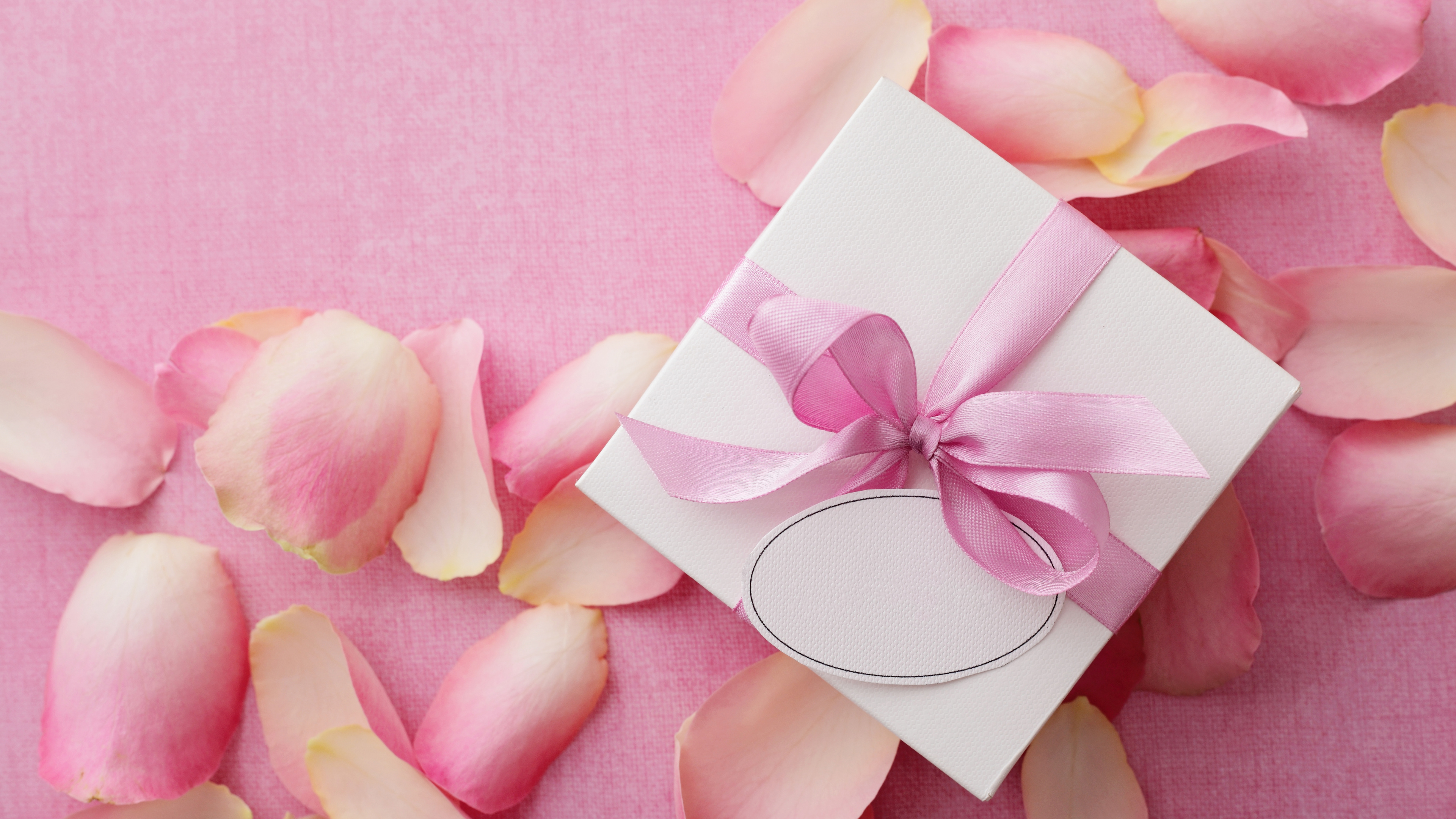 Regalo, el Día de San Valentín, Cinta, Rosa, Pétalo. Wallpaper in 3840x2160 Resolution