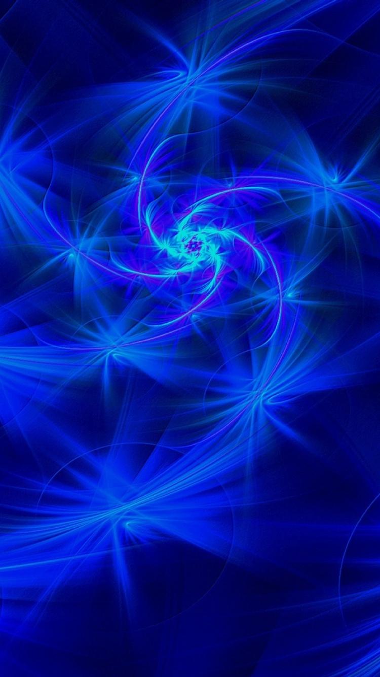 电蓝色的, 光, 分形技术, 对称, 霓虹灯 壁纸 750x1334 允许