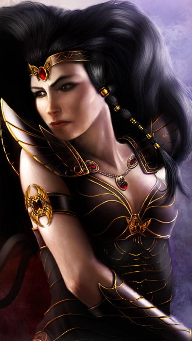 Femme Aux Cheveux Noirs Portant Une Couronne en Or. Wallpaper in 750x1334 Resolution