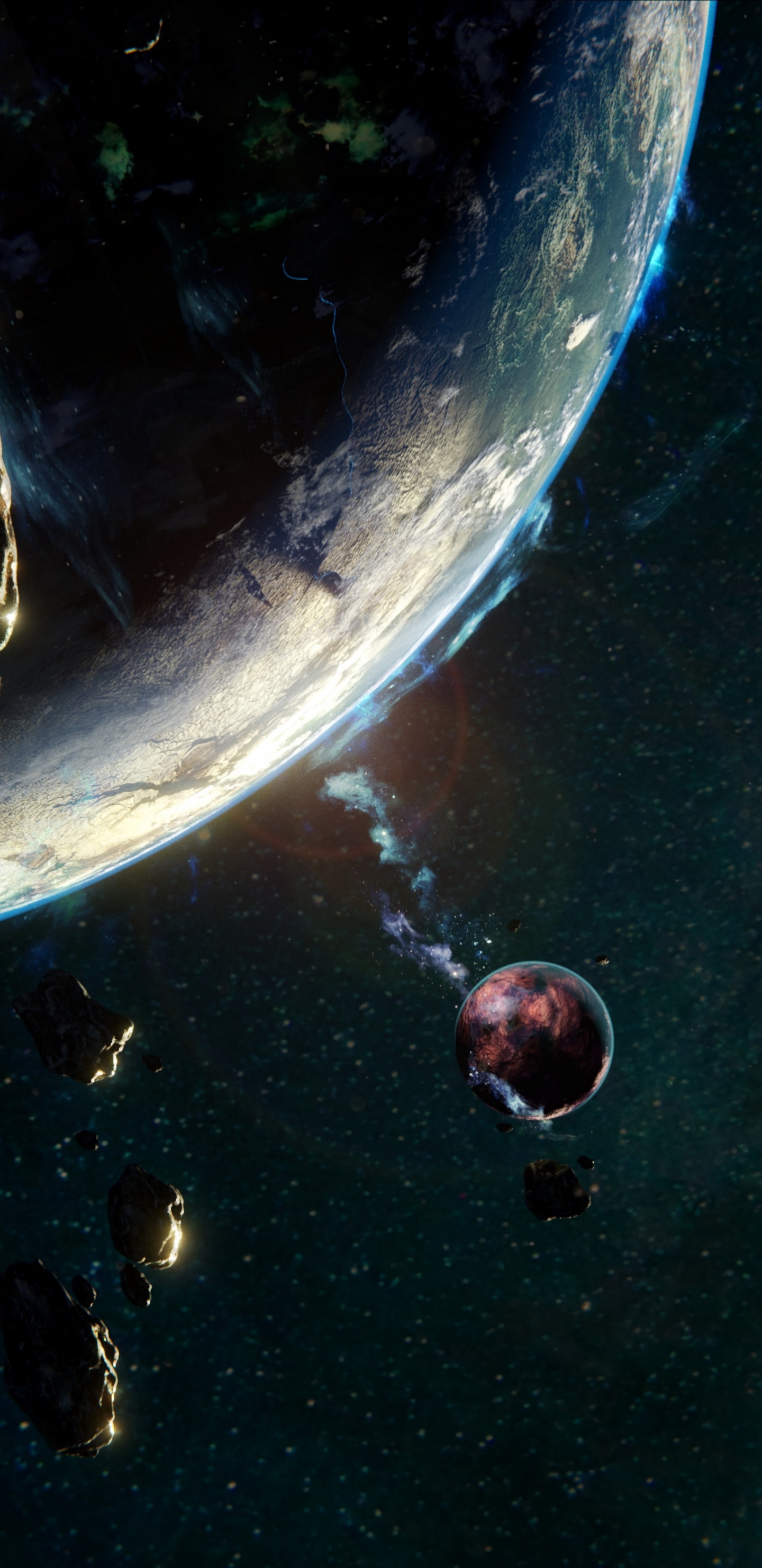 Blue and White Water Droplets. Wallpaper in 1440x2960 Resolution