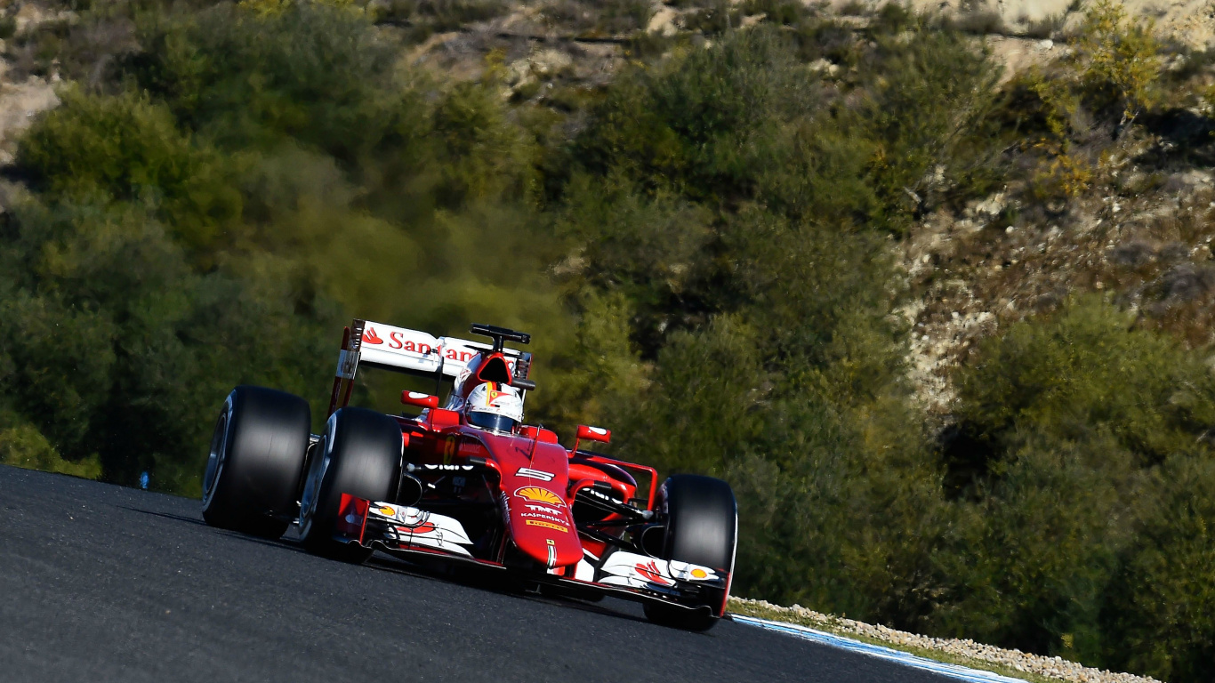 Red and Black Formula 1 on Road During Daytime. Wallpaper in 1366x768 Resolution