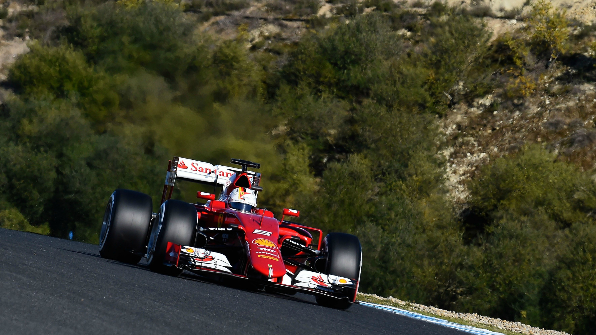 Red and Black Formula 1 on Road During Daytime. Wallpaper in 1920x1080 Resolution