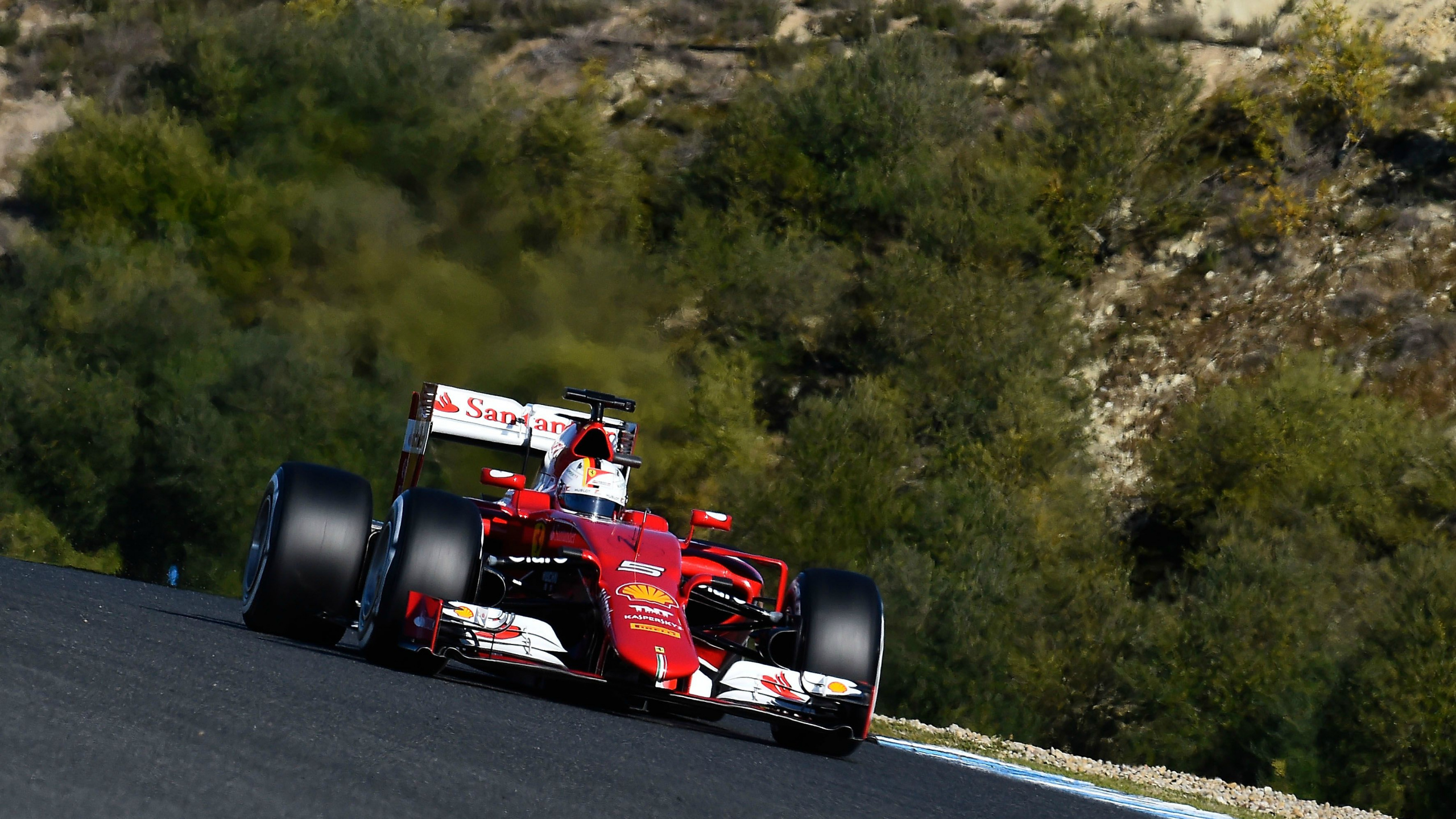 Red and Black Formula 1 on Road During Daytime. Wallpaper in 2560x1440 Resolution