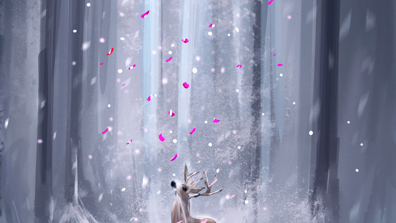 Brown Deer on Snow Covered Ground. Wallpaper in 1280x720 Resolution