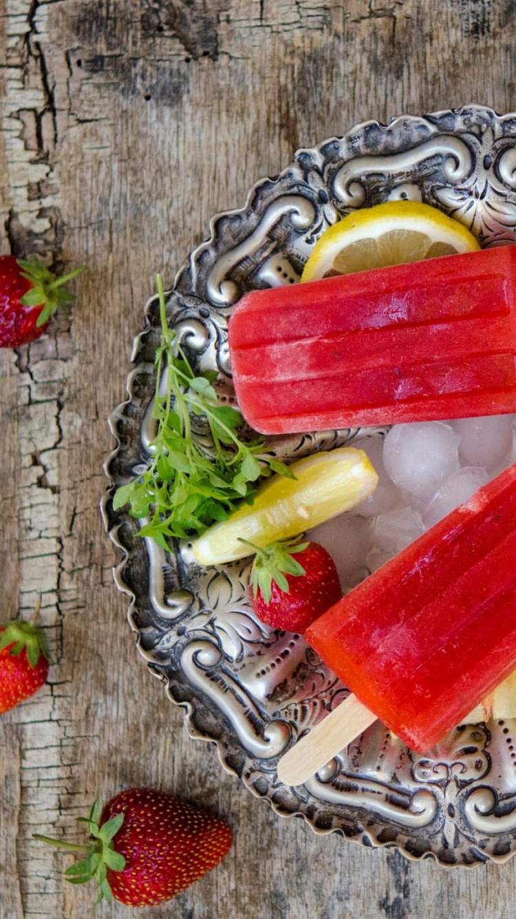 Red and Yellow Ice Cubes on Silver Round Tray. Wallpaper in 750x1334 Resolution