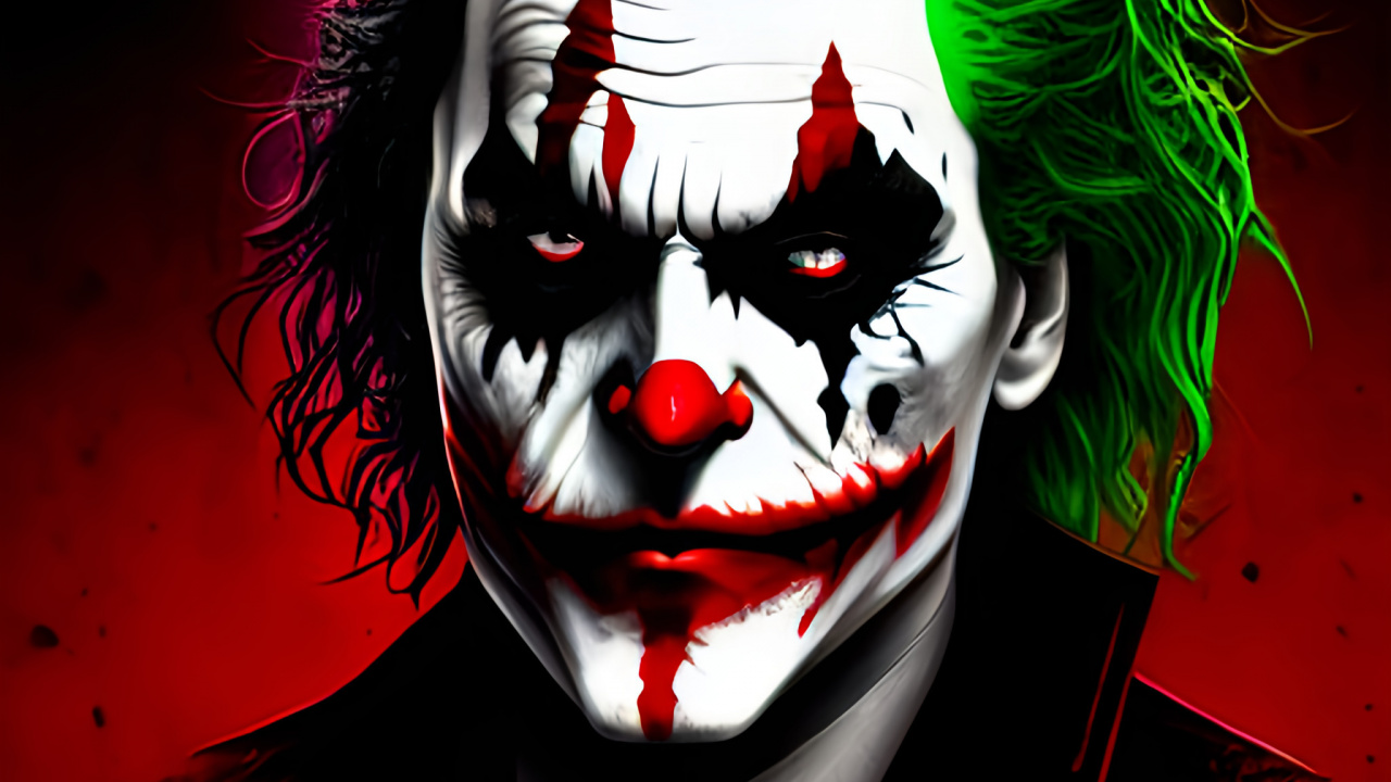 Joker, Red, Art, Graphics, Darkness. Wallpaper in 1280x720 Resolution