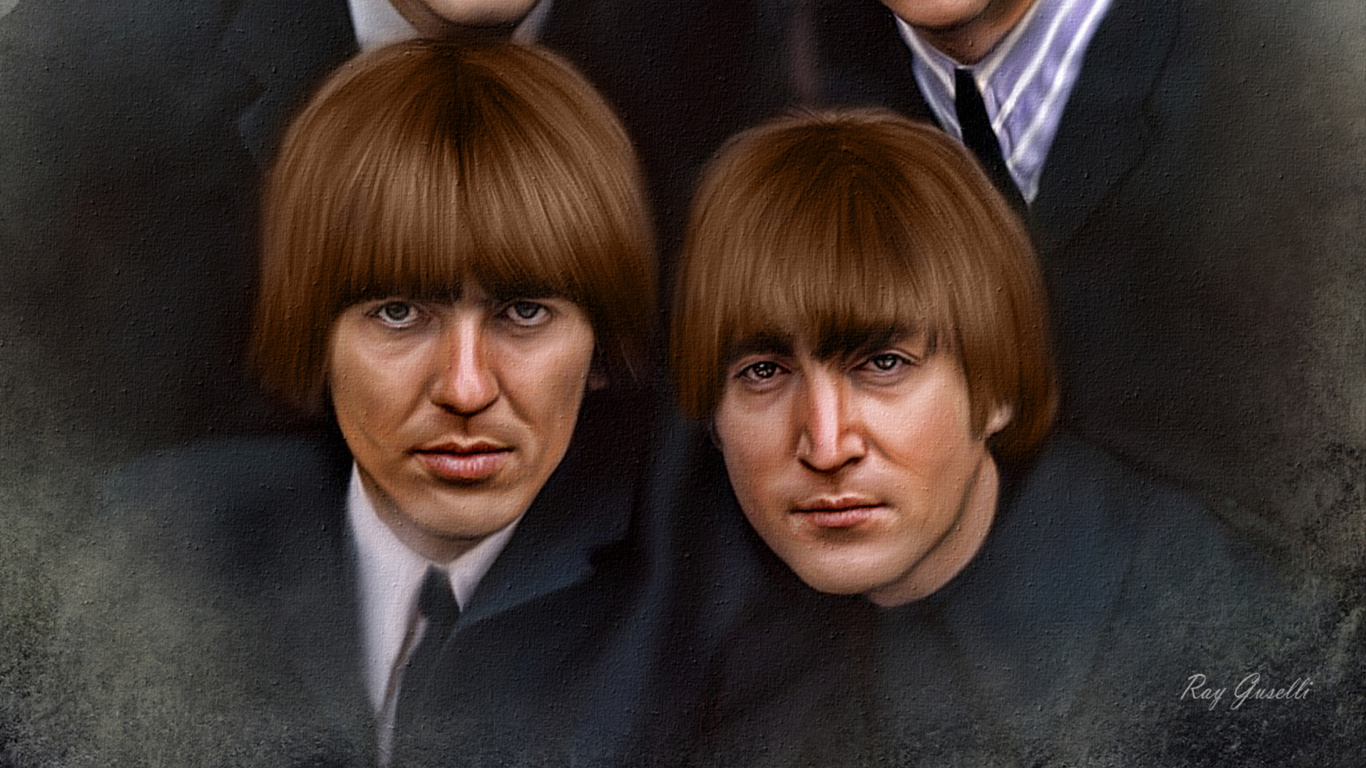 John Lennon, Paul McCartney, George Harrison, Ringo Starr, Die Beatles. Wallpaper in 1366x768 Resolution