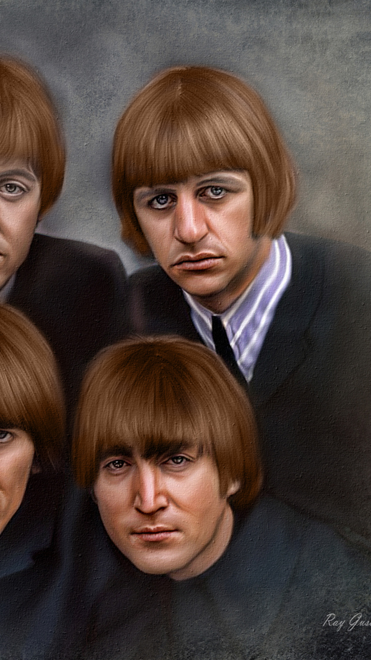 John Lennon, Paul McCartney, George Harrison, Ringo Starr, Los Beatles. Wallpaper in 750x1334 Resolution
