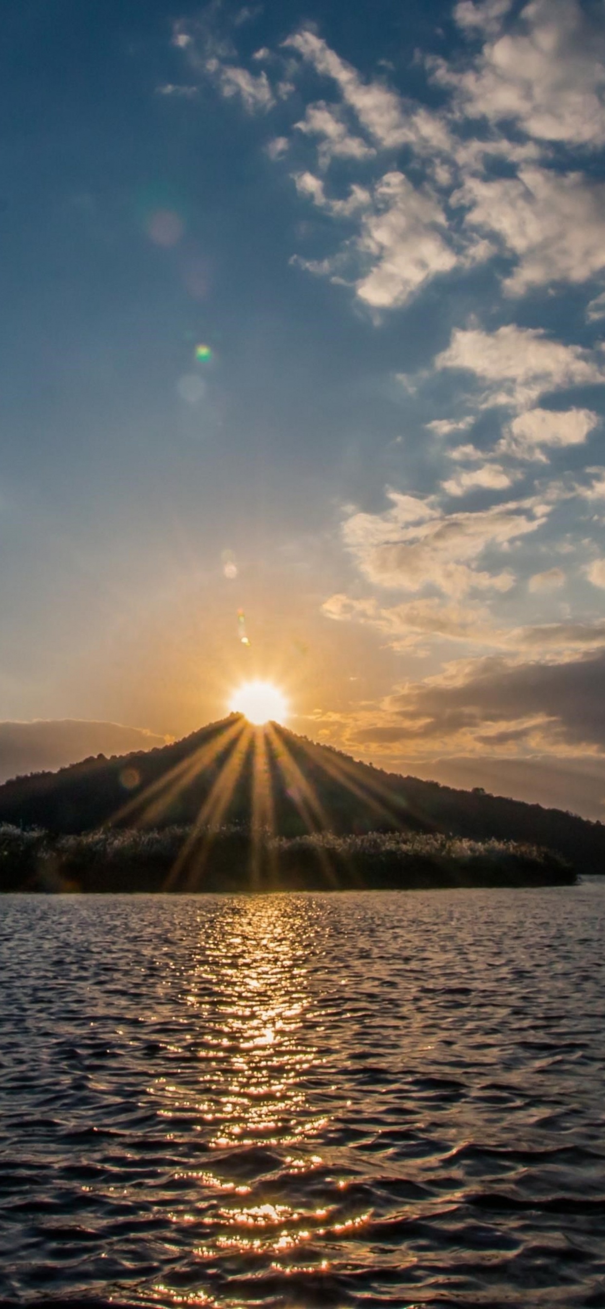 Sunset Lake Mountain, Sunset, Mountain, Nature, Lake. Wallpaper in 1242x2688 Resolution