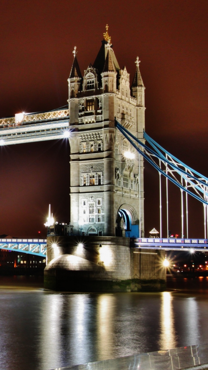 White and Brown Concrete Bridge During Night Time. Wallpaper in 720x1280 Resolution