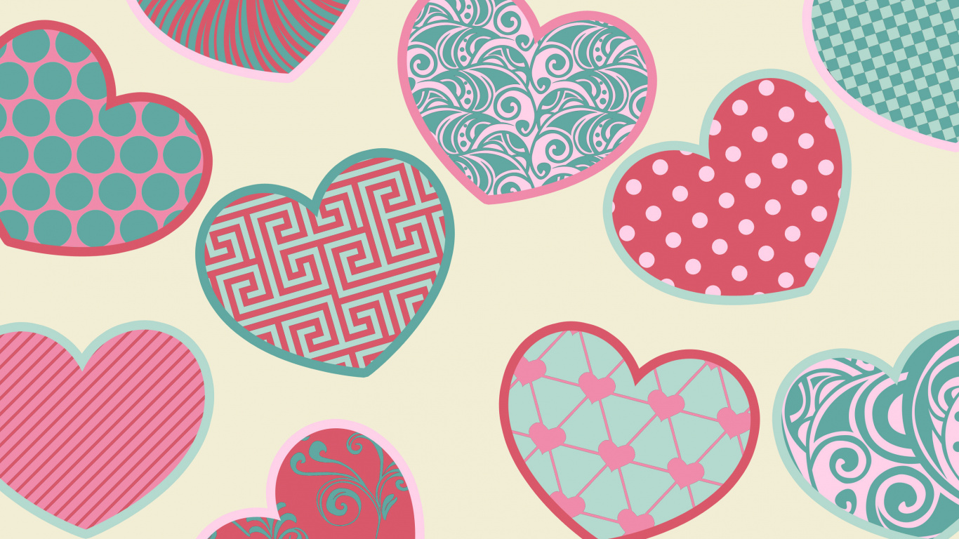 Coraz, Patrón, Rosa, Diseño, el Día de San Valentín. Wallpaper in 1366x768 Resolution