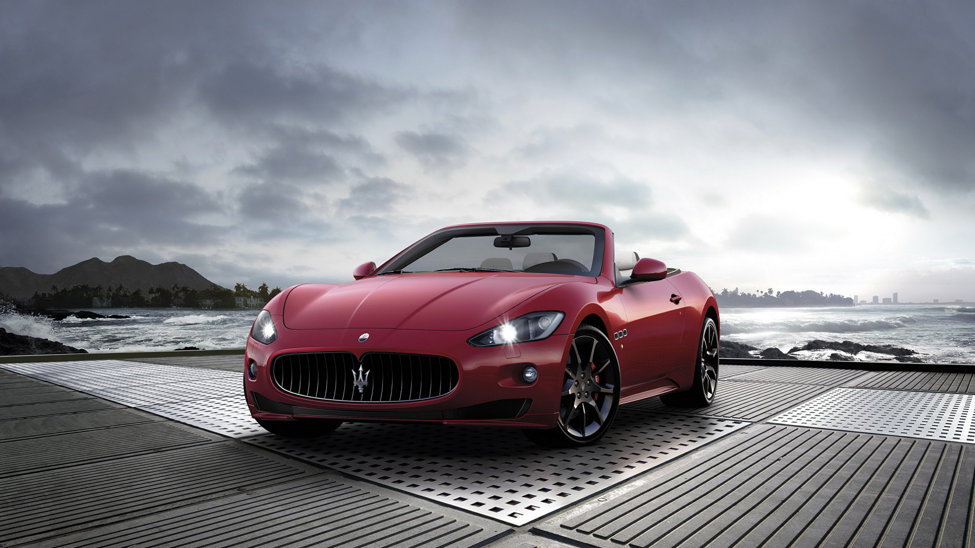 Red Ferrari 458 Italia on Dock. Wallpaper in 1920x1080 Resolution