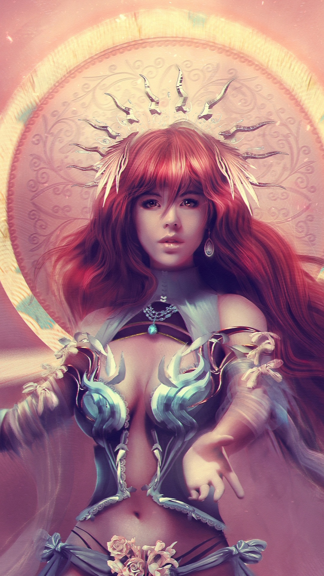 Femme en Robe Bleue et Blanche Avec Illustration D'ailes. Wallpaper in 1080x1920 Resolution