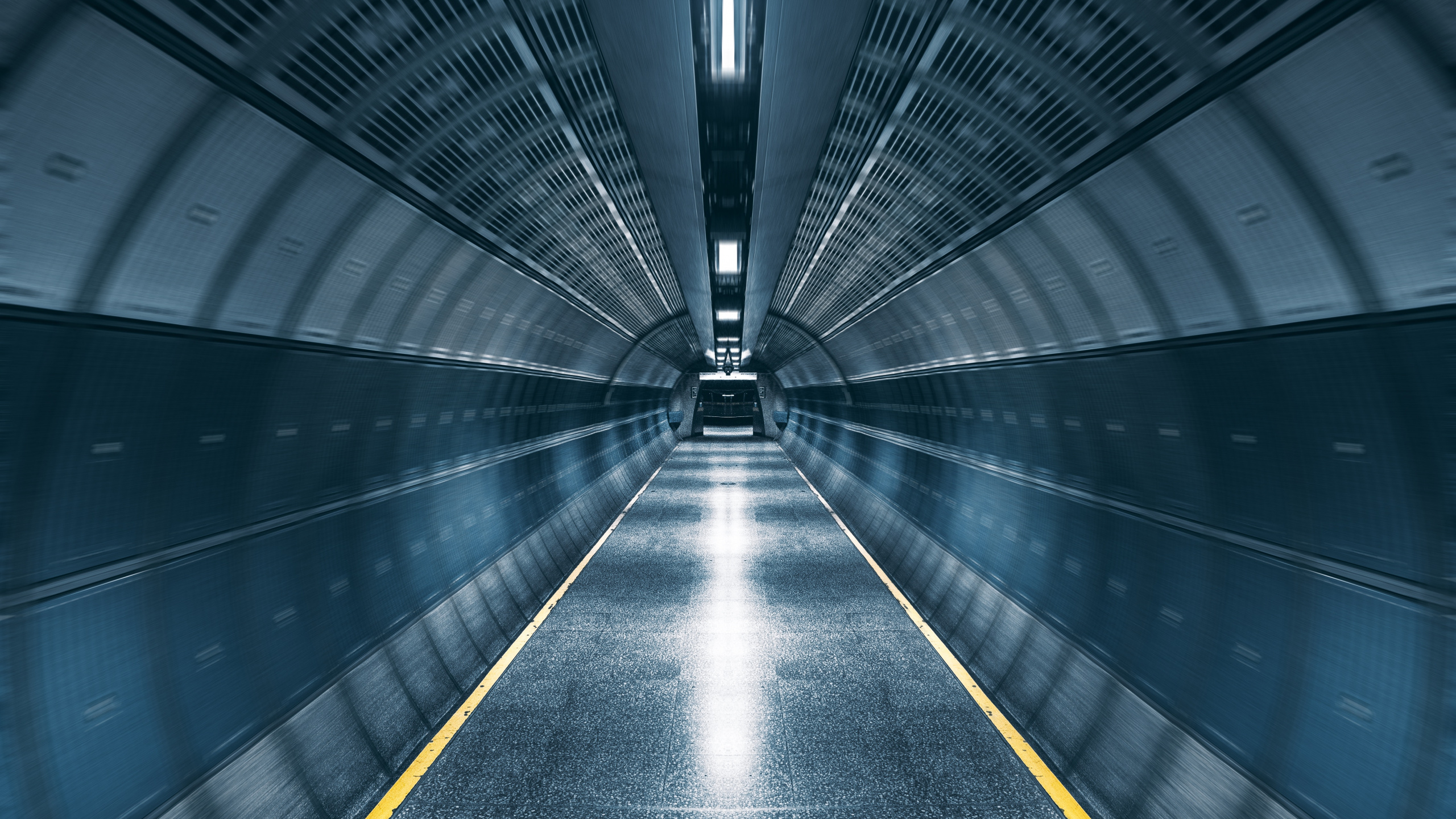 Gray and Yellow Road Tunnel. Wallpaper in 2560x1440 Resolution