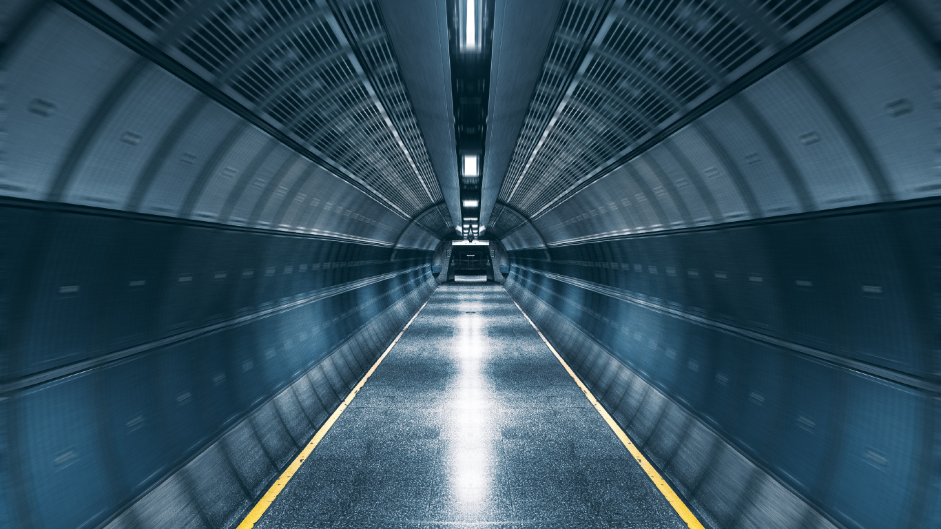 Tunnel Routier Gris et Jaune. Wallpaper in 1366x768 Resolution