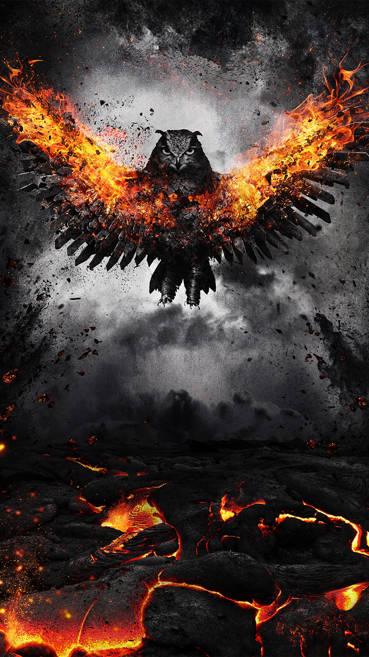 Burning Fire on Fire Pit. Wallpaper in 1440x2560 Resolution