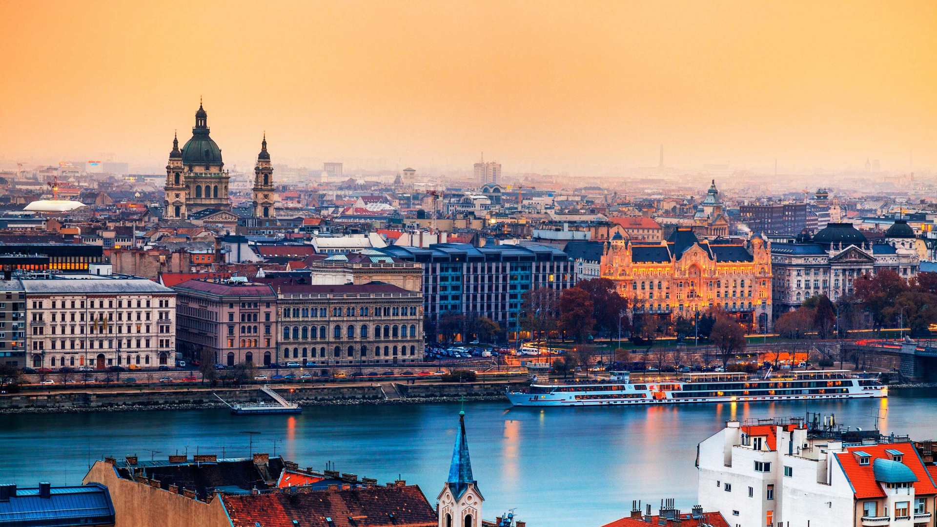 匈牙利议会大厦, Buda Castle, 城市景观, 城市, 里程碑 壁纸 1920x1080 允许