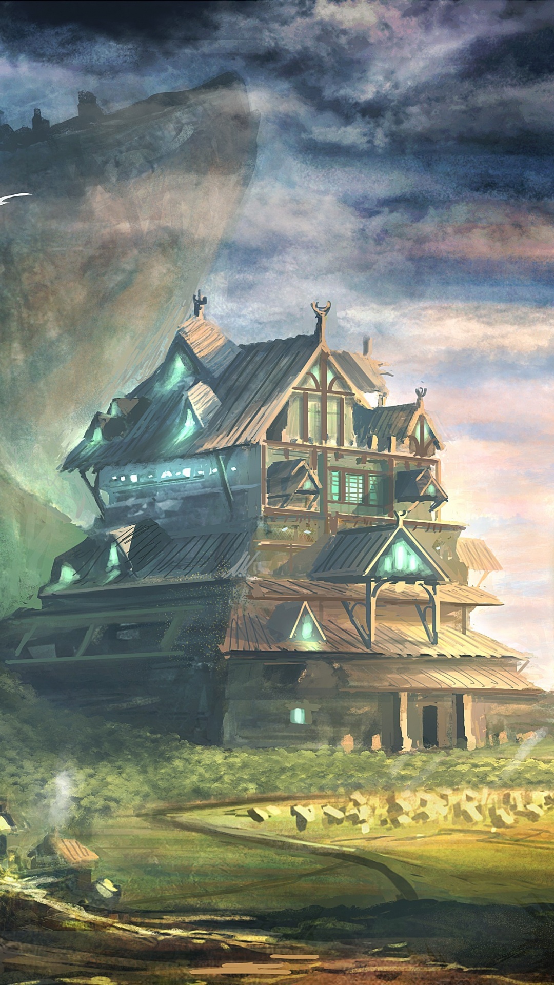 White and Black House Painting. Wallpaper in 1080x1920 Resolution