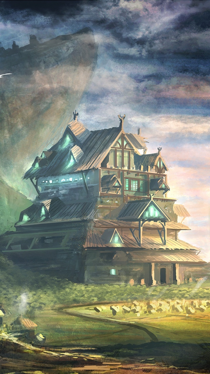 White and Black House Painting. Wallpaper in 720x1280 Resolution