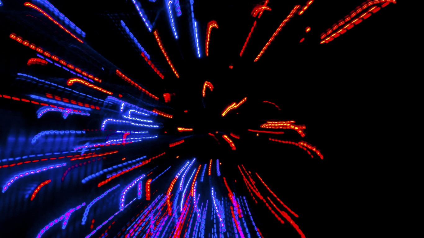 Red and Blue Fireworks Display. Wallpaper in 1366x768 Resolution