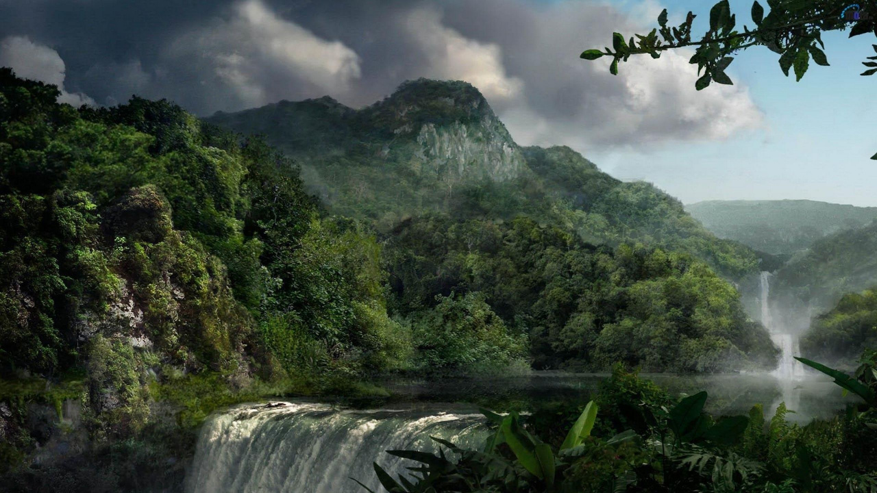 Green Trees Near Waterfalls Under Cloudy Sky During Daytime. Wallpaper in 1280x720 Resolution