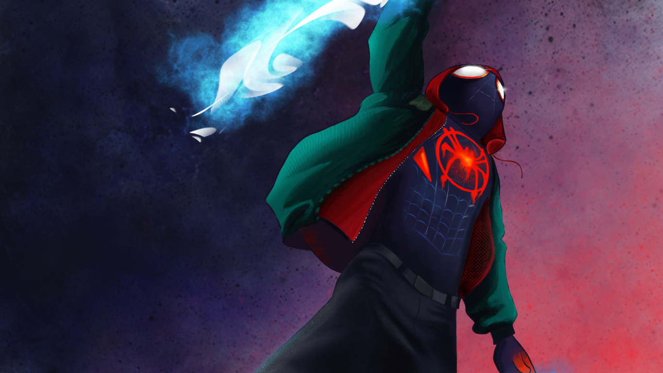 Miles Morales, Spider-man, Superhelden, Digitale Kunst, Zeichnung. Wallpaper in 1366x768 Resolution