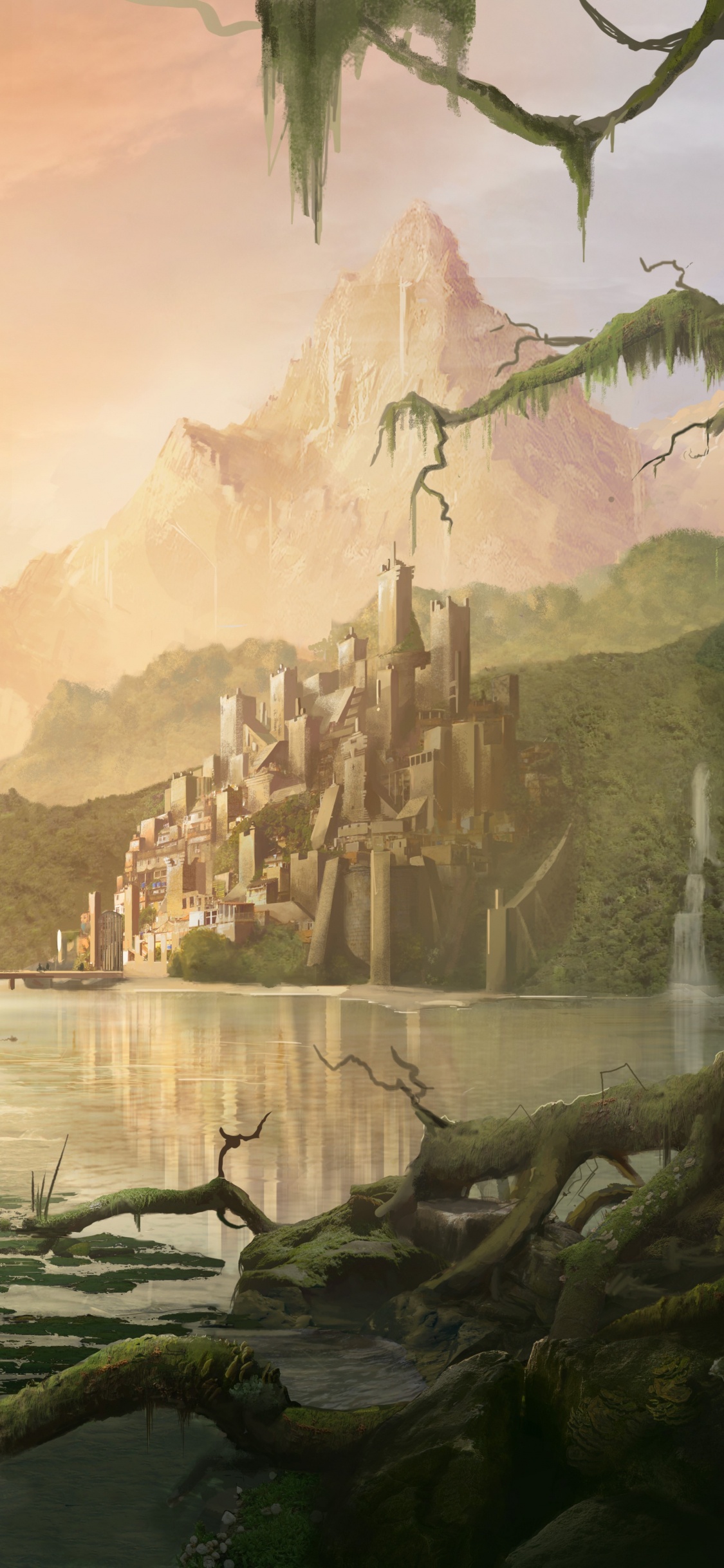 Cascadas Cerca de Árboles Verdes Durante el Día. Wallpaper in 1125x2436 Resolution